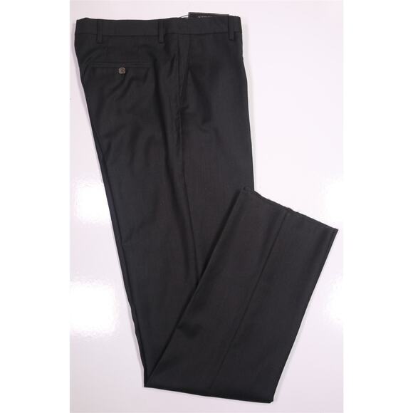 Berle Charcoal Gray Wool Stretch Flat Front Dress Pants Trousers 34 New! - Picture 1 of 8
